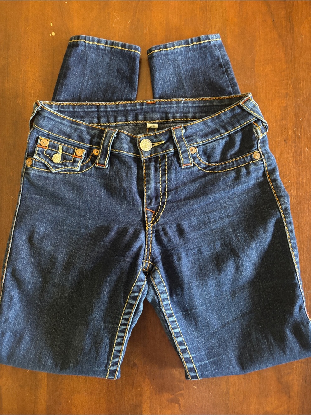 TRUE RELIGION Indigo Denim Skinny Jeans Size 28 with Topstitching (L-134) - Picture 5 of 10